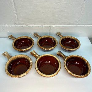 Vintage Oven Safe Hull USA Soup Bowls with Handle Set of 6